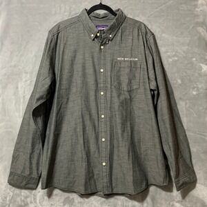 Patagonia New Belgium Button Down Shirt Mens XL Organic Cotton Gray Prepy